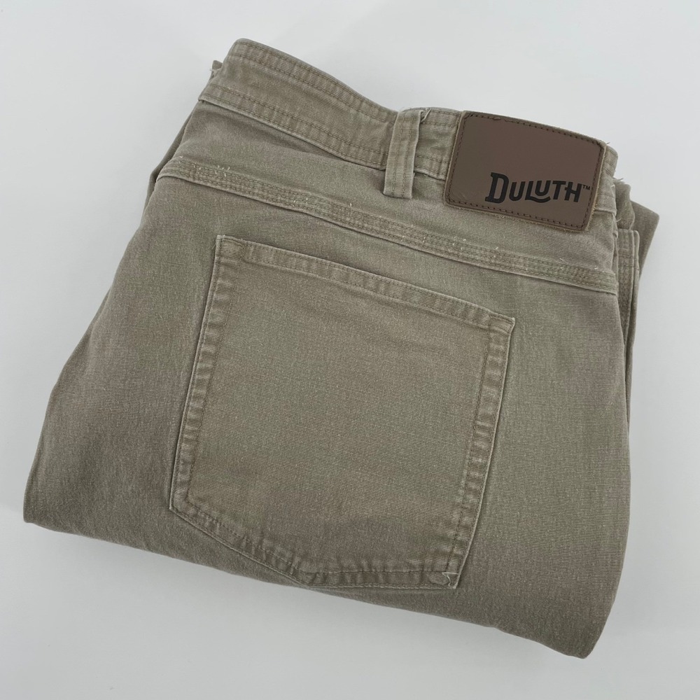 Duluth Trading Co Flex Fire Hose Relaxed Fit Work Pants Khaki Tan 42x32 Men's